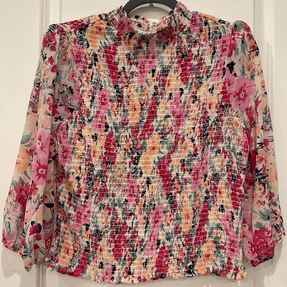 Socialite Pink Floral Blouse (L)